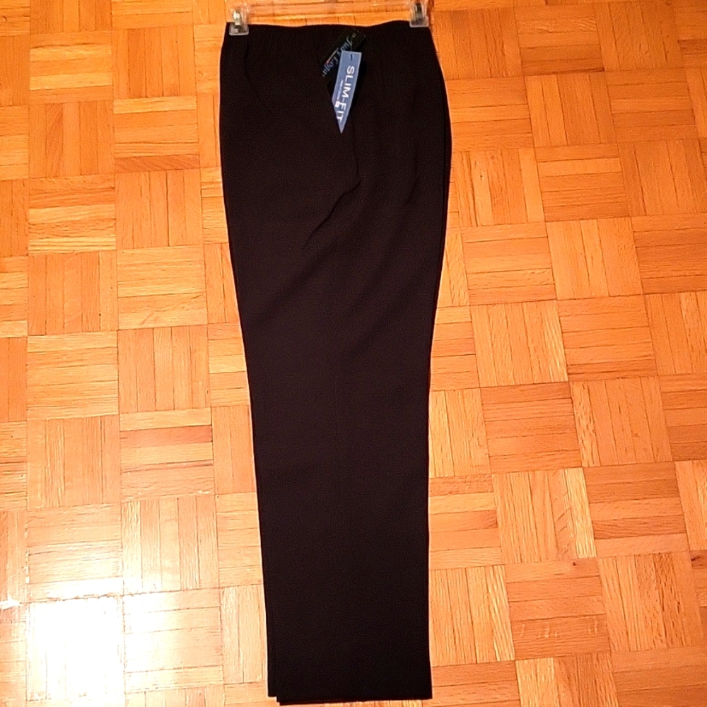 NEW Chocolate Brown Pull-On Pants, Pockets! Straight Leg, Slim Fit, PL - Picture 5 of 12